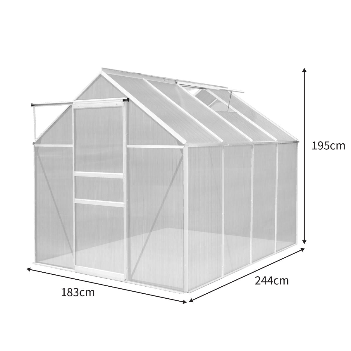 Polycarbonate Greenhouse 6ft x 8ft – Silver