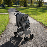 Pet Stroller with Rain Cover - Woven Grey