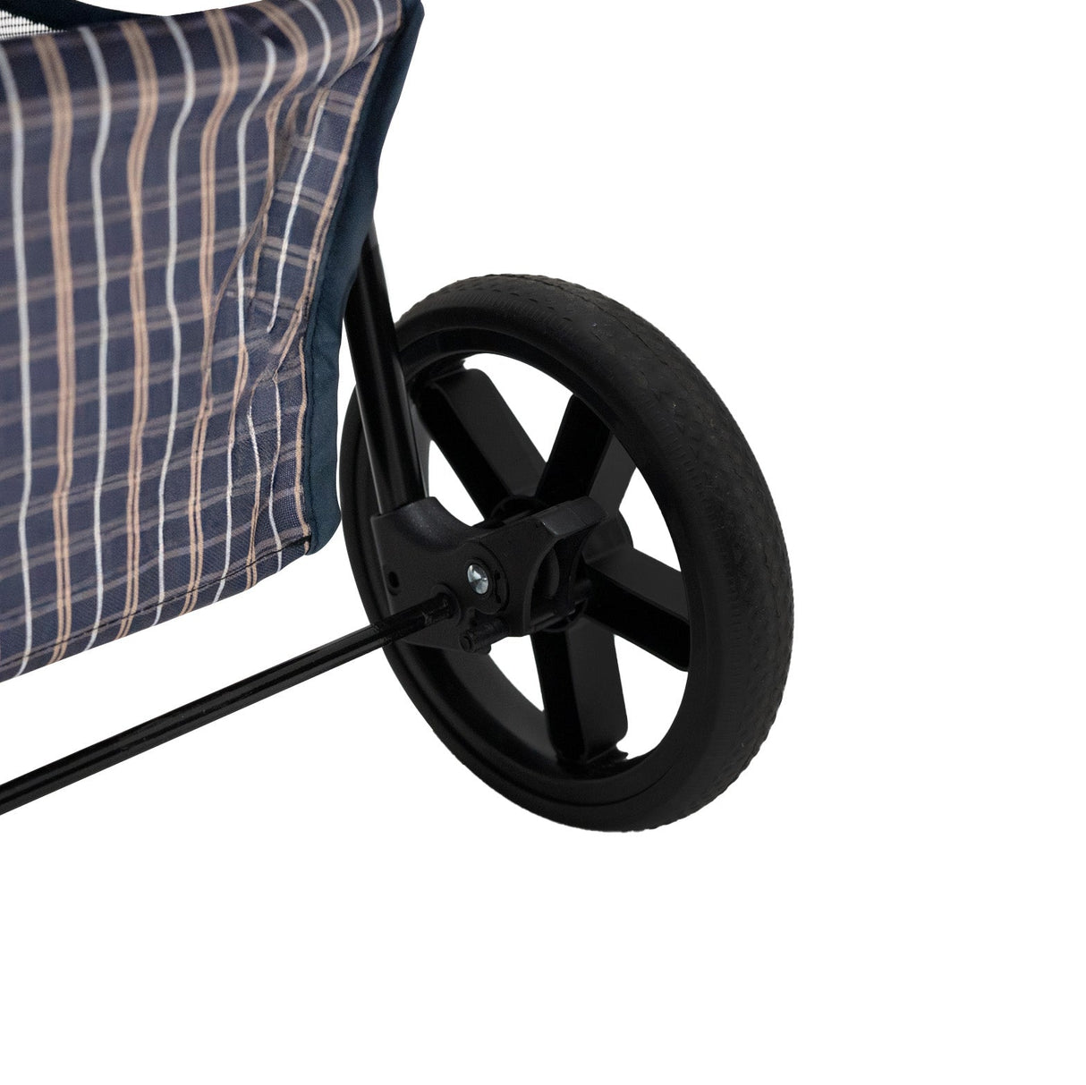 Pet Stroller with Rain Cover – Blue Tartan