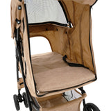 Pet Stroller with Rain Cover – Woven Beige