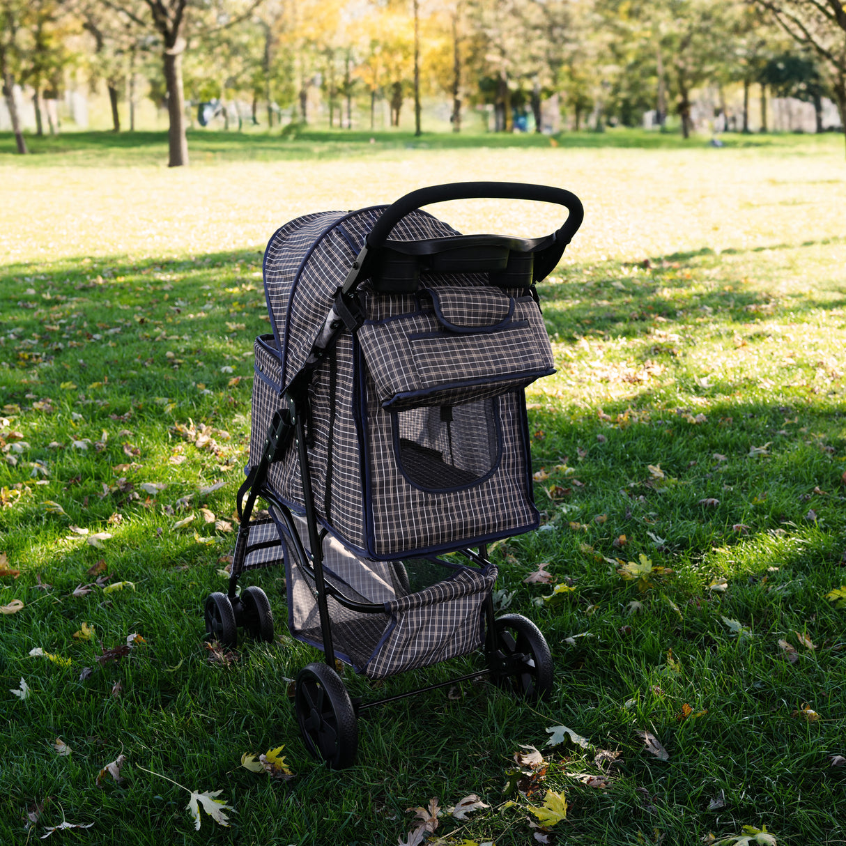 Pet Stroller Caddy Bag - Blue Tartan