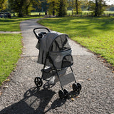 Pet Stroller with Rain Cover & Caddy Bag - Woven Grey