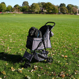 Pet Stroller with Rain Cover & Caddy Bag - Blue Tartan