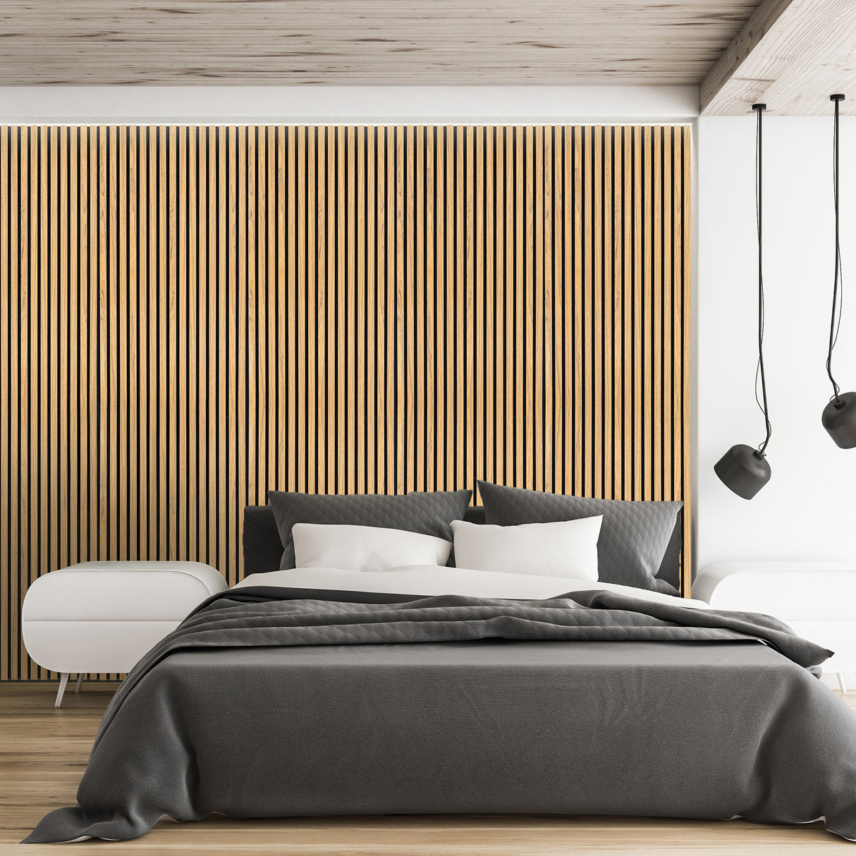 Acoustic Slat Wall Panels x 2 - Oak