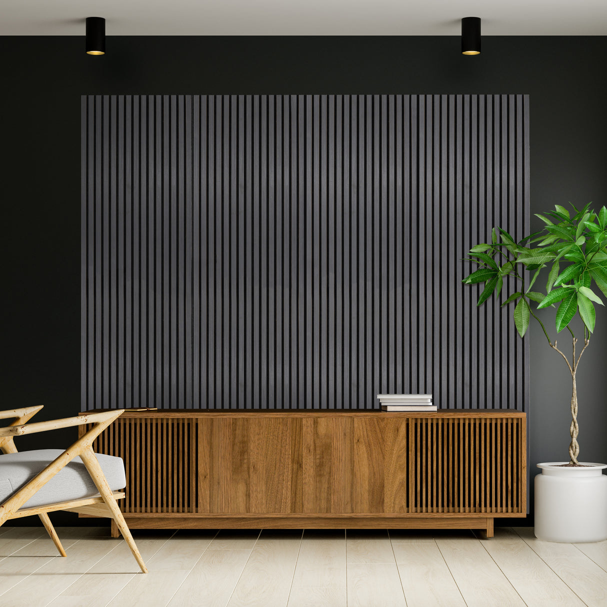 Acoustic Slat Wall Panel – Anthracite Grey