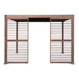 Wood effect aluminum pergola shutter panel in rich brown, featuring horizontal slats and a sturdy, modern design, 92cm wide