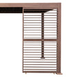 Wood effect aluminum pergola shutter panel in rich brown, featuring horizontal slats for ventilation and privacy, 123cm wide