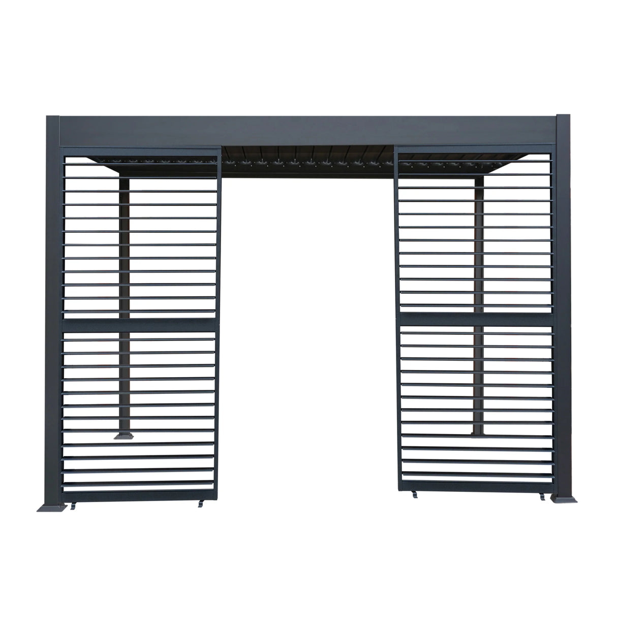 Anthracite aluminum pergola shutter panel with horizontal slats, 92cm wide, featuring a sleek modern design and durable finish
