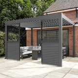 Anthracite aluminum pergola shutter panel, 123cm wide, featuring sleek lines, a modern design, and a textured finish, ideal for outdoor spaces