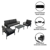 Aluminium 4 Piece Sofa Set - Anthracite Grey