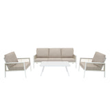 Aluminium 4 Piece Sofa Set - White