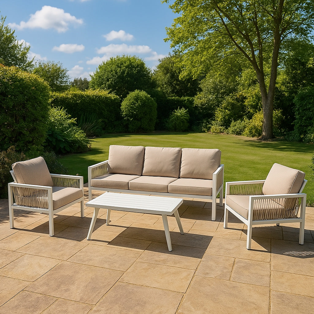 Aluminium 4 Piece Sofa Set - White
