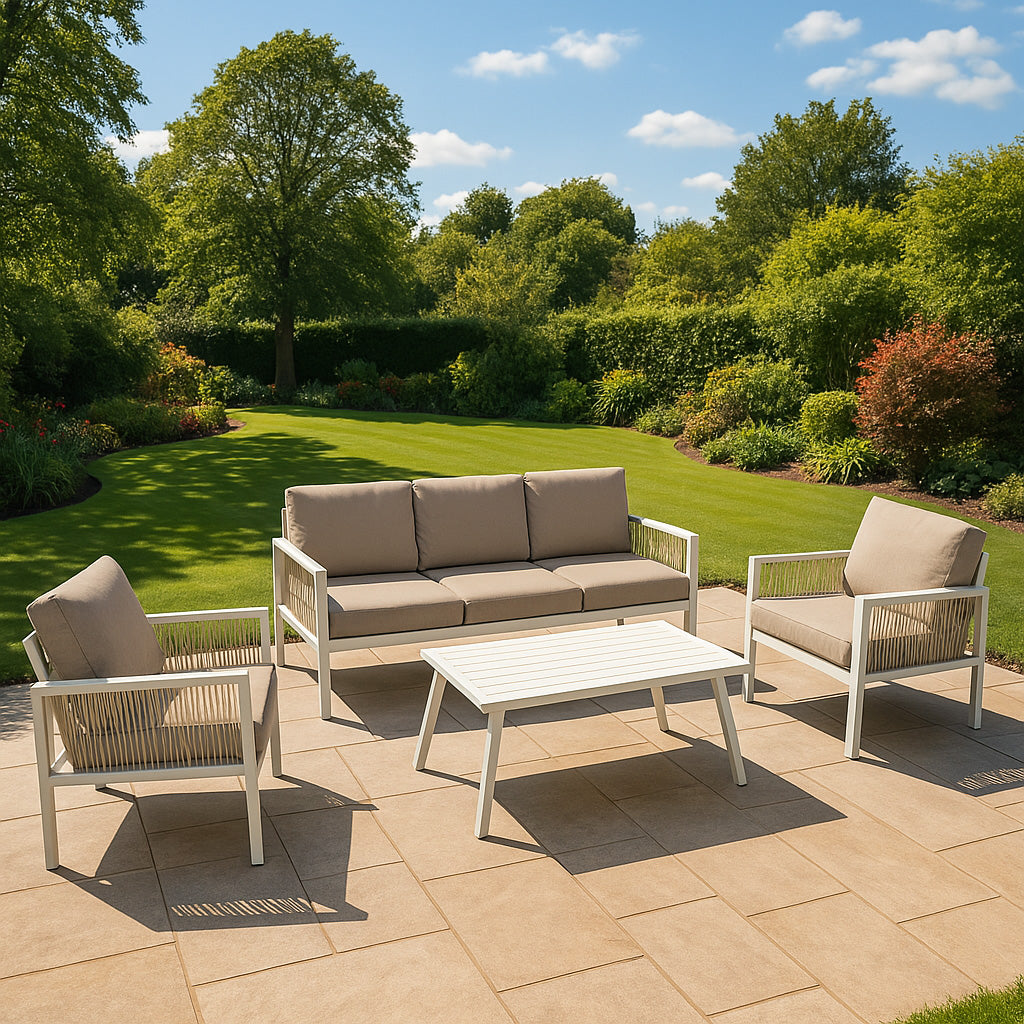 Aluminium 4 Piece Sofa Set - White
