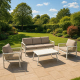 Aluminium 4 Piece Sofa Set - White