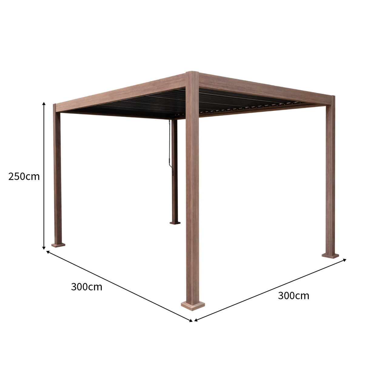 Wood Effect Aluminium Pergola 3m x 3m
