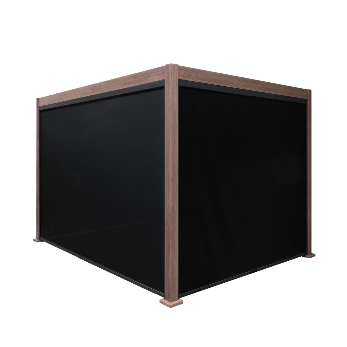 Wood Effect Aluminium Pergola With Blinds - 3m x 3m