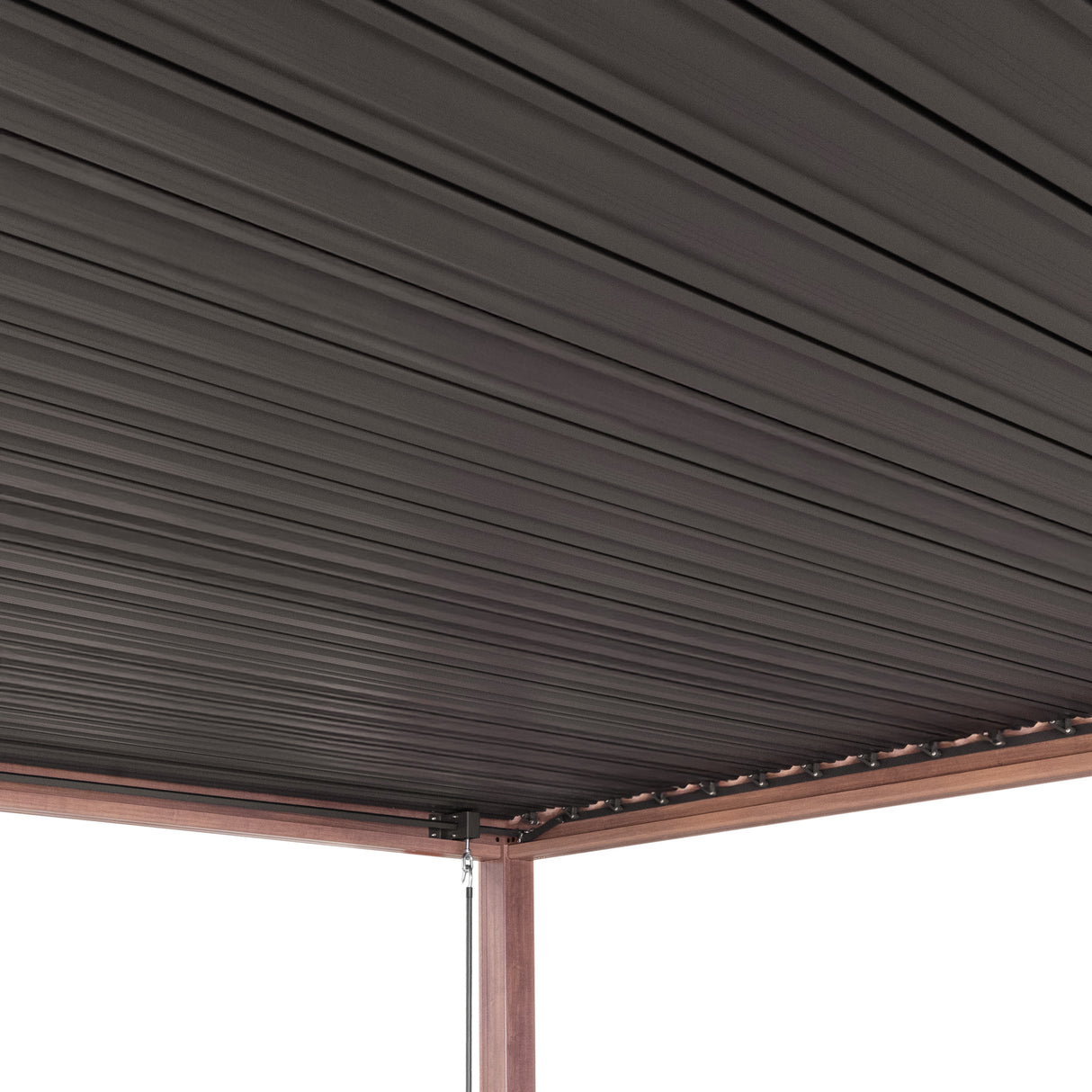 Wood Effect Aluminium Pergola With Blinds - 3m x 3m