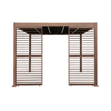 Wood Effect Aluminium Pergola With LED Lights & 2 x Side Panels - 3m x 3m
