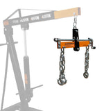 Engine load leveller with a sturdy black and orange design, featuring adjustable chains and hooks for lifting heavy loads safely