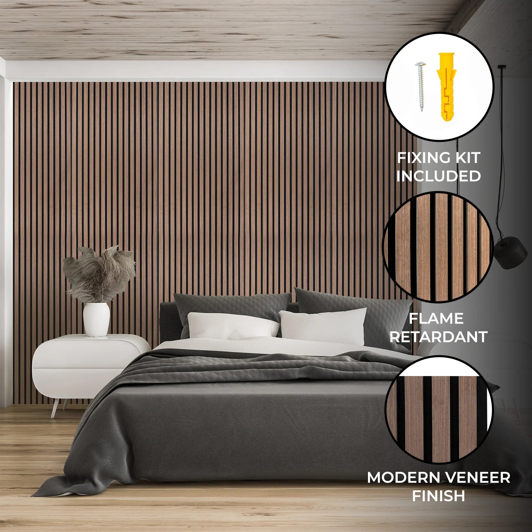 Acoustic Slat Wall Panels x 2 - Dark Walnut – Monster Shop UK