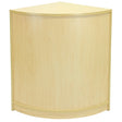 Maple corner counter with a smooth, light wood finish, featuring a rounded front and sleek design, perfect for retail displays
