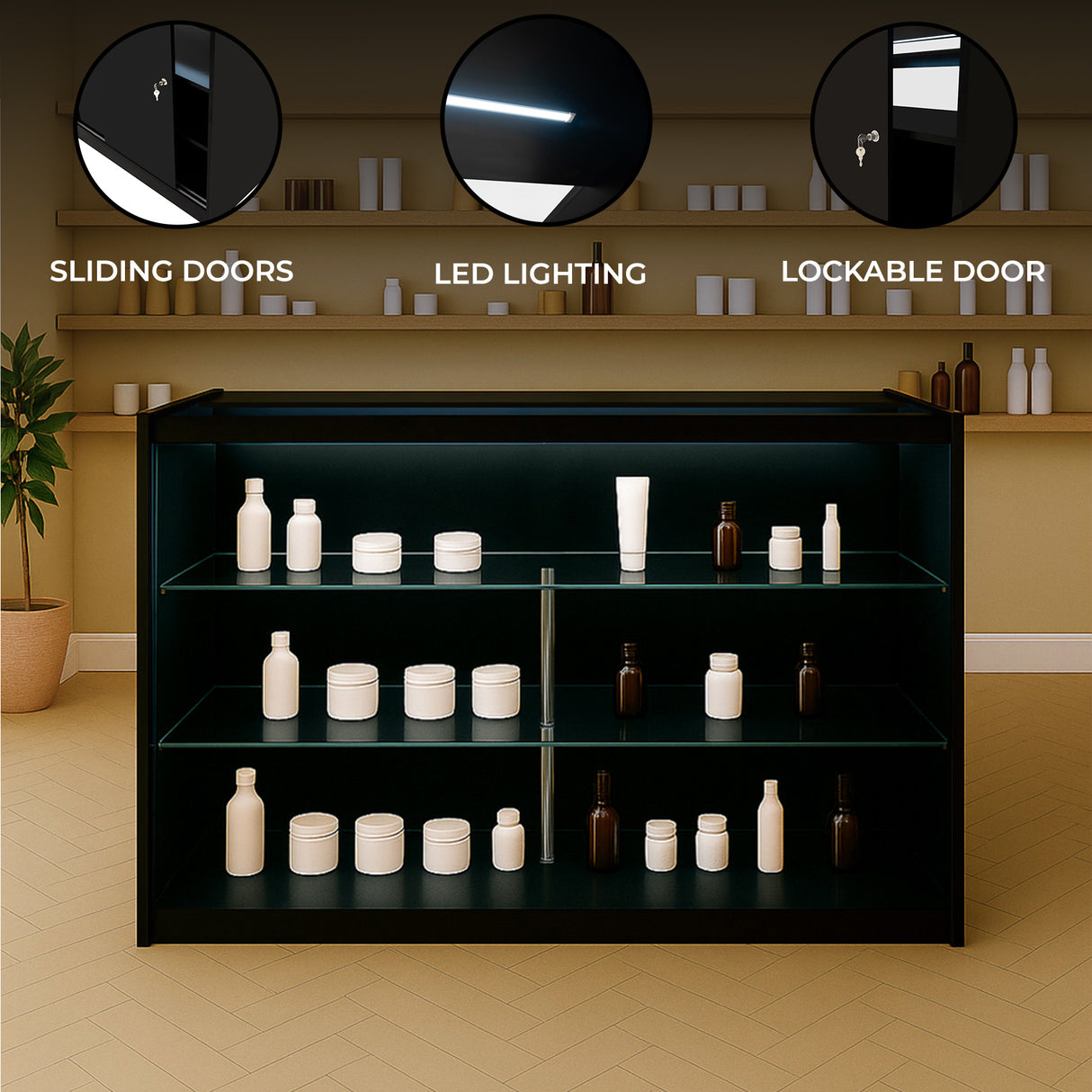 LED Retail Shop Counter K1500 - Black