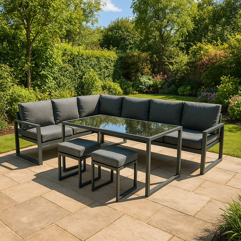 Aluminium Corner Sofa Set - Anthracite Grey