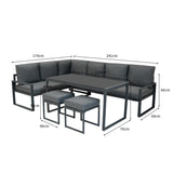 Aluminium Corner Sofa Set - Anthracite Grey