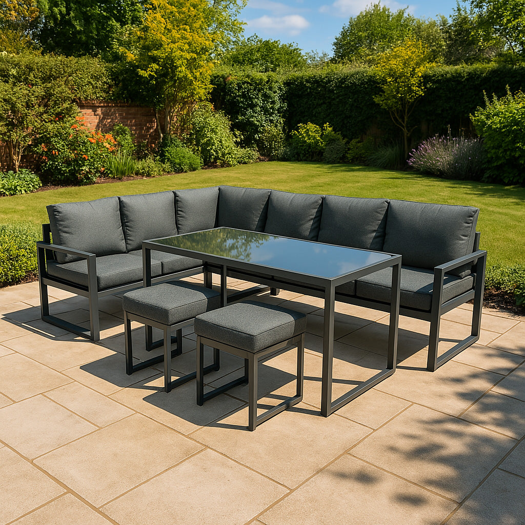 Aluminium Corner Sofa Set - Anthracite Grey
