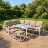Aluminium Corner Sofa Set - White