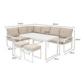 Aluminium Corner Sofa Set - White