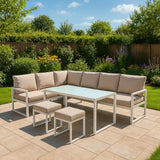 Aluminium Corner Sofa Set - White