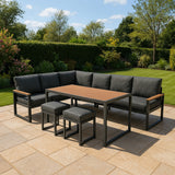 Aluminium Corner Sofa Set - Wood Effect