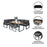 Aluminium Corner Sofa Set - Wood Effect