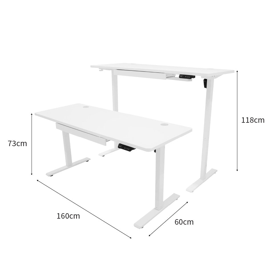 Electric Standing Desk With Drawer - 160cm x 60cm