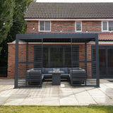 Anthracite Aluminium Pergola With 2 x Shutter Panels - 3m x 3m