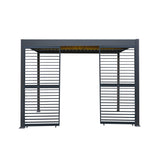 Anthracite Aluminium Pergola With LED Lights & 2 x Shutter Panels - 3m x 3m