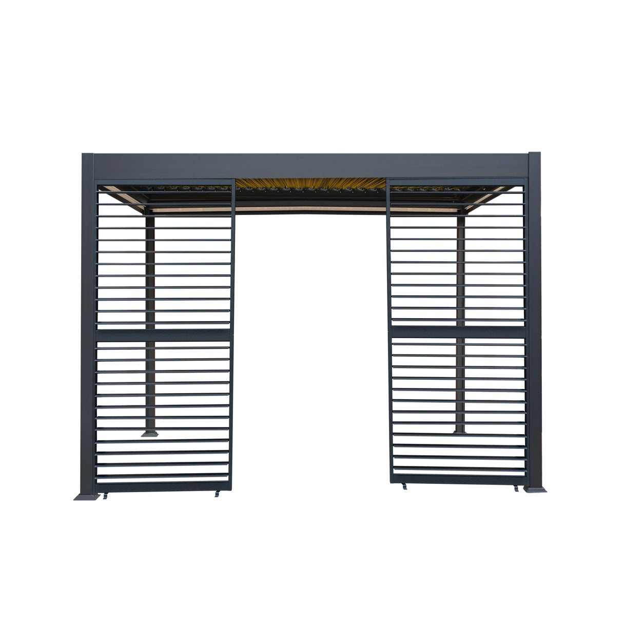 Anthracite Aluminium Pergola With White Blinds, 2 x Side Panels & LED Lights - 3m x 3m