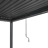 Anthracite Aluminium Pergola With White Blinds, 2 x Side Panels & LED Lights - 3m x 3m