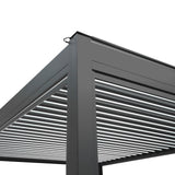 Anthracite Aluminium Pergola With White Blinds, 2 x Side Panels & LED Lights - 3m x 3m