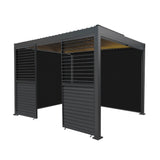 Aluminium Pergola With Anthracite Blinds, 2 x Side Panels & LED Lights - 3m x 3m