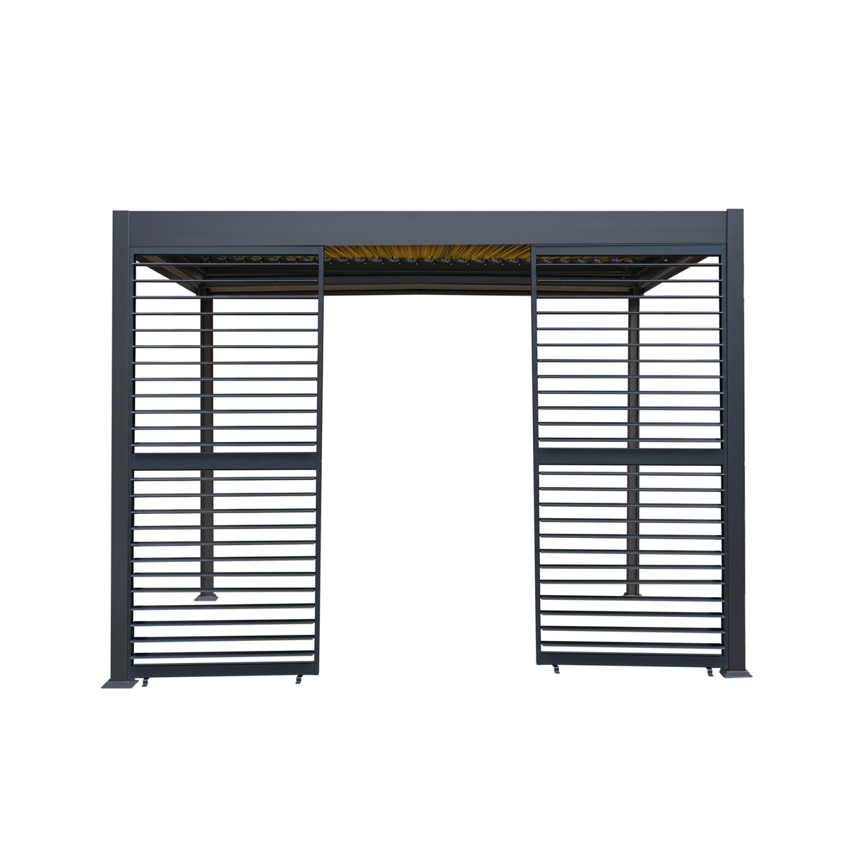 Aluminium Pergola With Anthracite Blinds, 2 x Side Panels & LED Lights - 3m x 3m