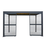 Anthracite Aluminium Pergola With LED Lights & 2 x Shutter Panels - 3m x 4m