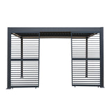 Anthracite Aluminium Pergola With White Blinds & 2 Shutter Panels - 3m x 4m