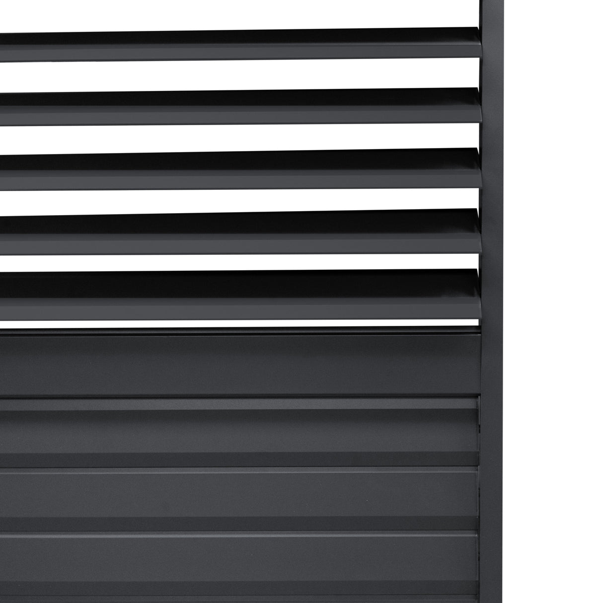 Anthracite Aluminium Pergola With White Blinds & 2 Shutter Panels - 3m x 4m