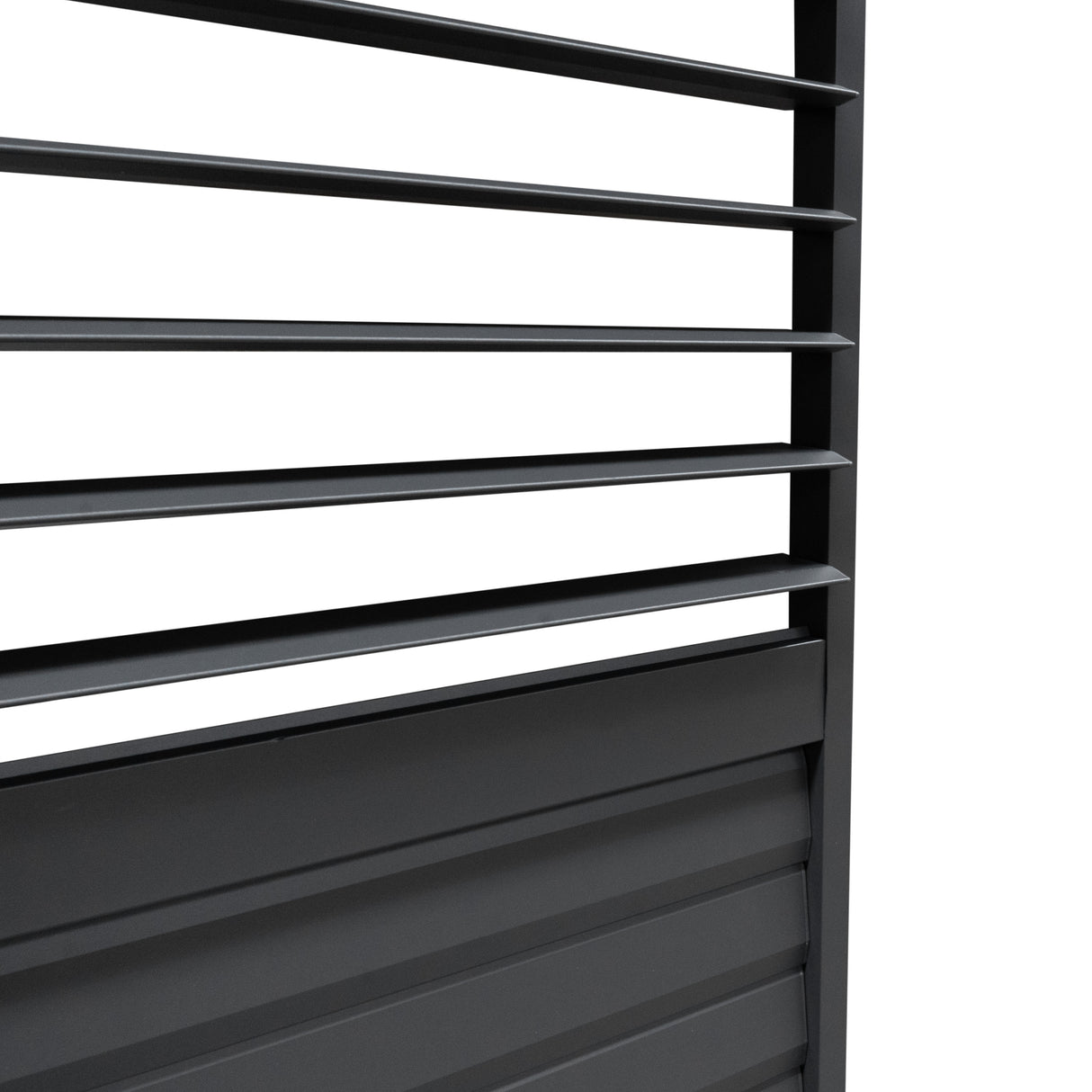 Anthracite Aluminium Pergola With White Blinds & 2 Shutter Panels - 3m x 4m