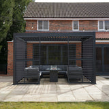 Aluminium Pergola With Anthracite Blinds & 2 Shutter Panels - 3m x 4m