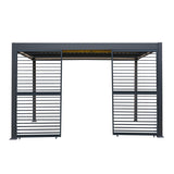 Anthracite Aluminium Pergola With White Blinds, 2 x Side Panels & LED Lights - 3m x 4m