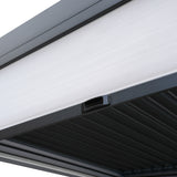 Anthracite Aluminium Pergola With White Blinds, 2 x Side Panels & LED Lights - 3m x 4m