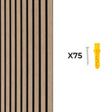 Acoustic Slat Wall Panels x 3 - Light Walnut